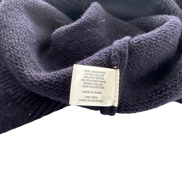 Orvis Men's Navy Blue Lambswool 1/4 Zip Sweater Size Medium Sherpa Collar - Picture 4 of 6